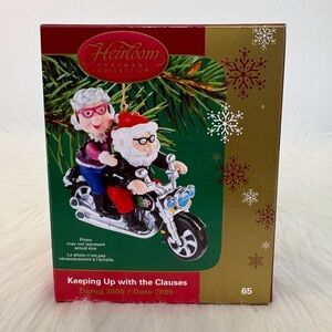 Carlton Cards Heirloom Santa and Mrs. Claus Motorcycle Ornament - Red and Black